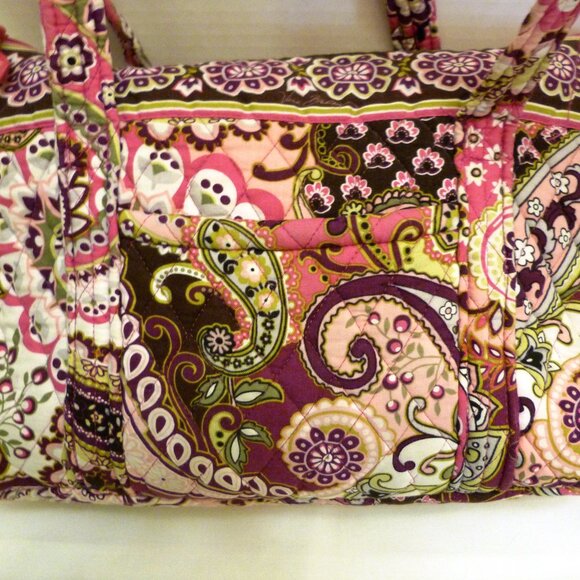 Vera Bradley Tote Bag Made in USA In "Very Berry Paisley" Pattern 13" x 9" x 4" - Picture 9 of 9